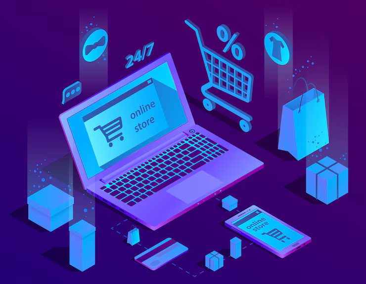 3d isometric e commerce concept online store_1441 2128