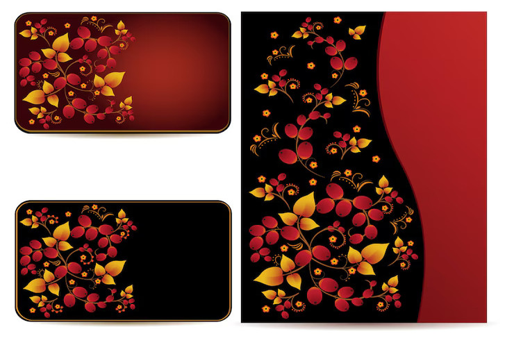 vector cards folder with hohloma pattern cards folders with ornament style russian national tradition_1217 273 1 1